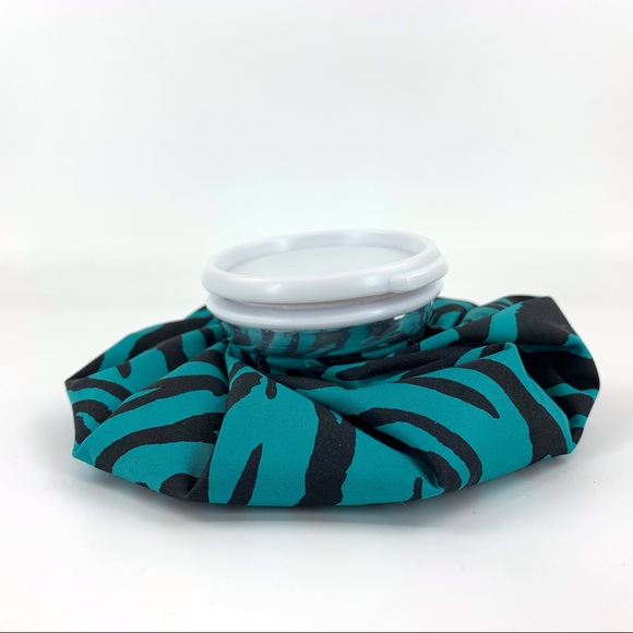 Teal and Black Zebra Striped 6” Reusable Ice Bag - Picture 1 of 10